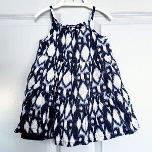 GAP Blue White Ikat Toddler Linen Cotton Tiered Dress Size 2T EUC